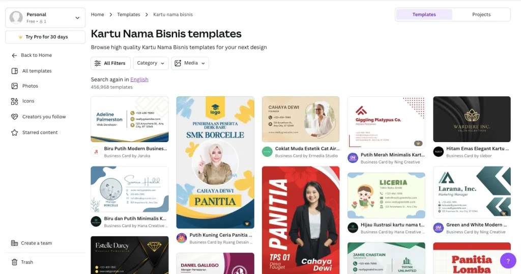 3 Cara Membuat Kartu Nama Sendiri Tanpa Ribet Kartu Nama di Canva
