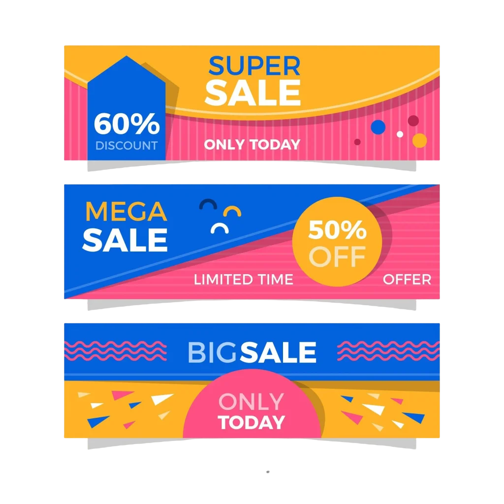 Cara Merawat Flexy Banner yang Benar dan Mudah colorful flat sales banner