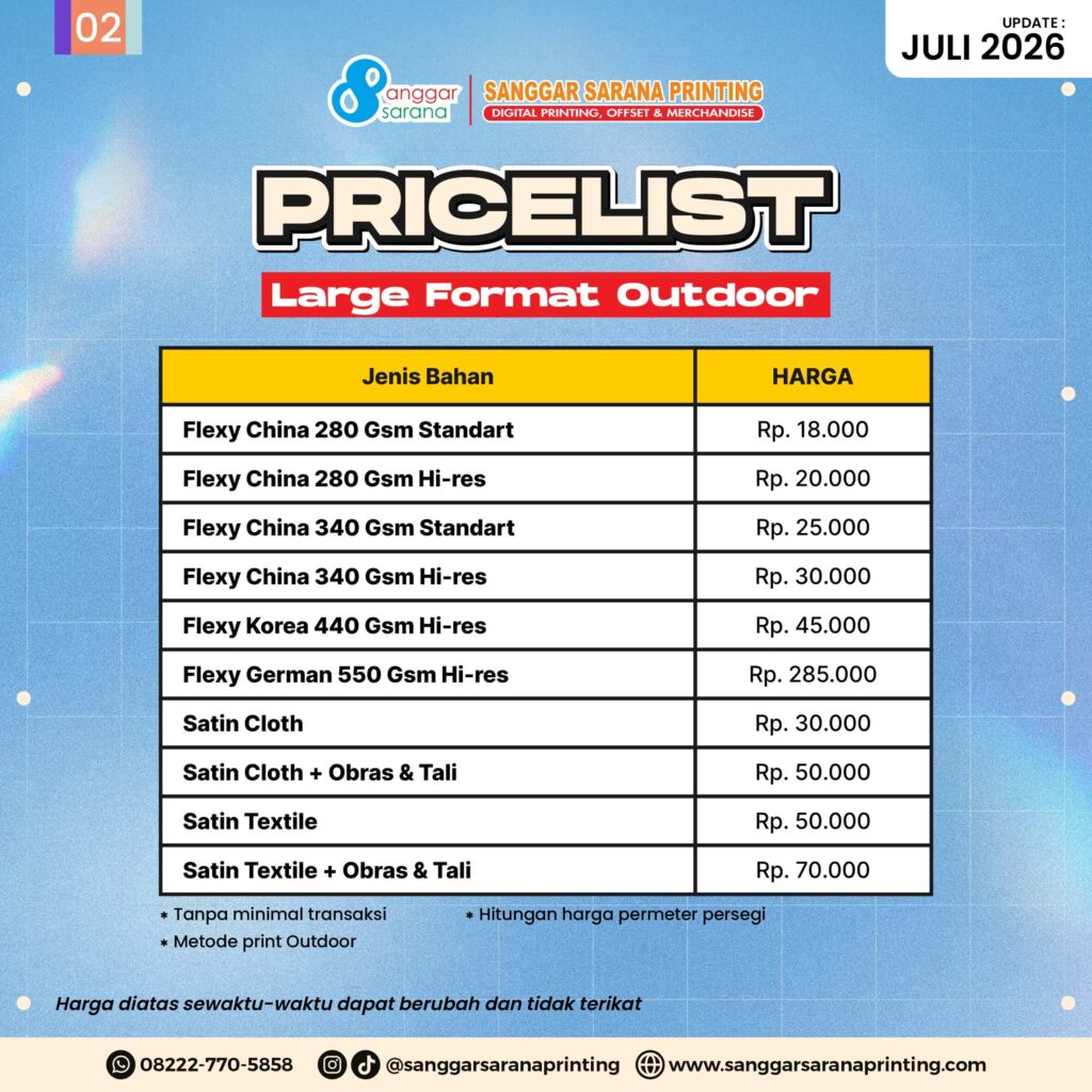 Daftar harga cetak spanduk kemerdekaan outdoor Sanggar Sarana Printing